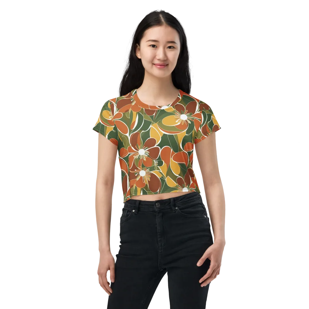 Autumn Bloom on Crop Tee — Front