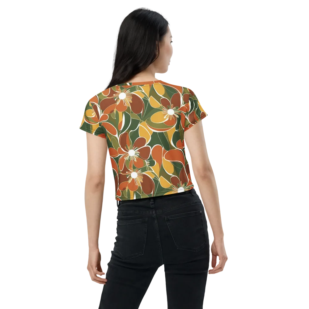Autumn Bloom on Crop Tee — Back