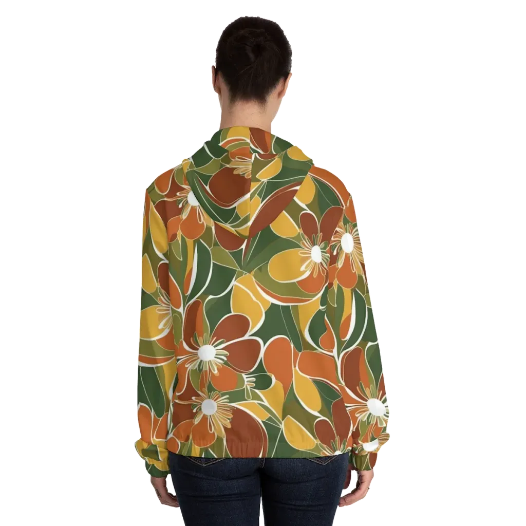 Autumn Bloom on Women's Full-Zip Hoodie — Back On Person