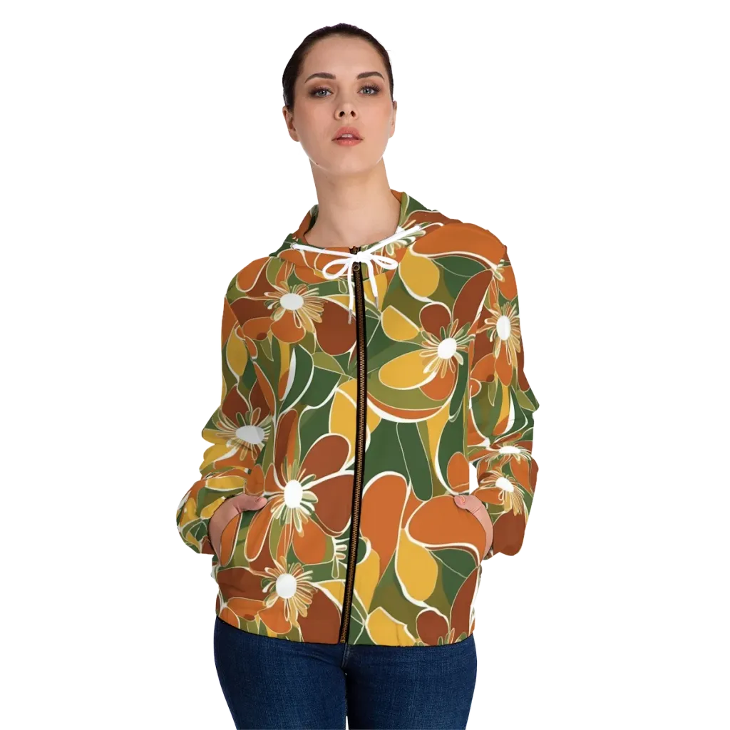 Autumn Bloom on Women's Full-Zip Hoodie — Front On Person