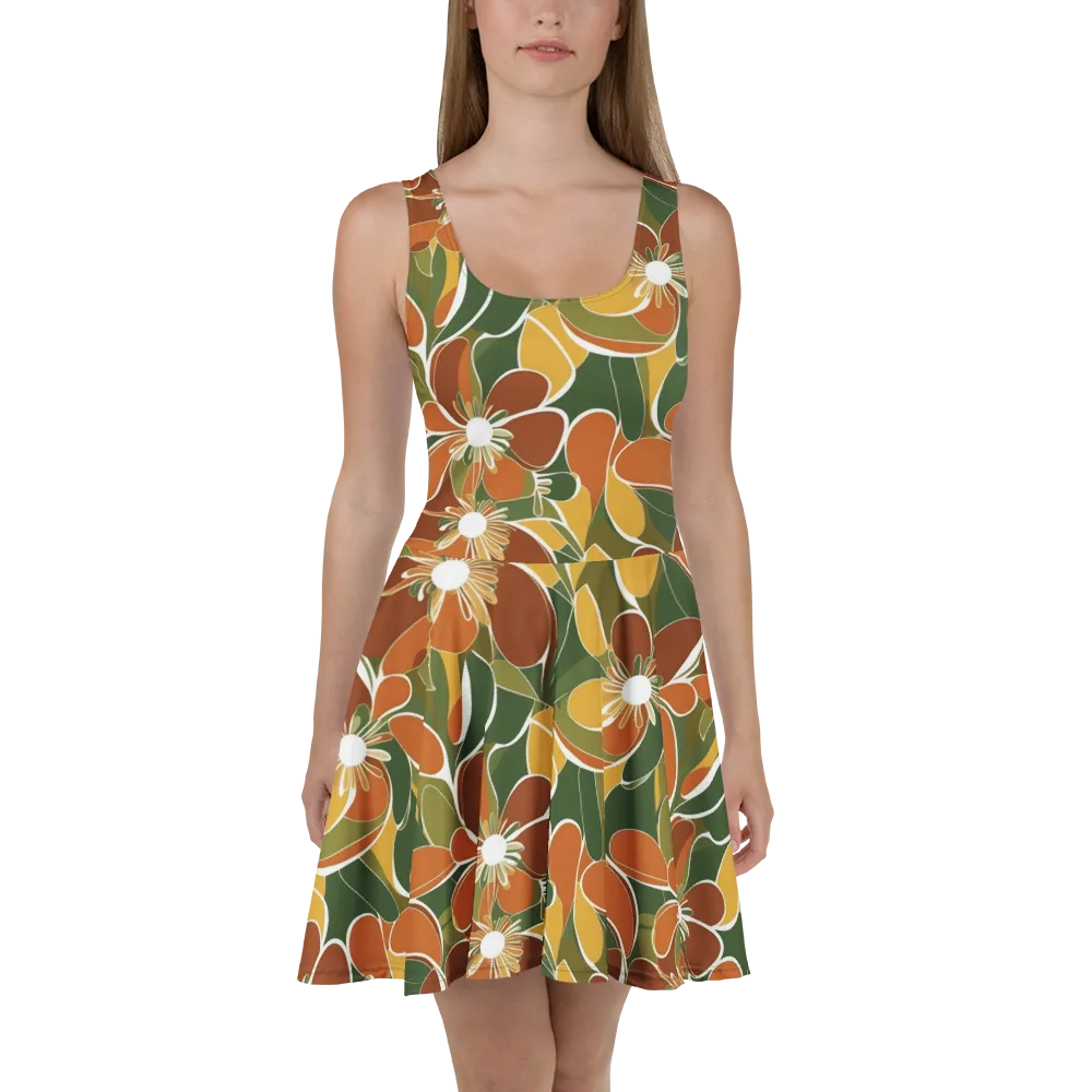 Autumn Bloom on Skater Dress — Front