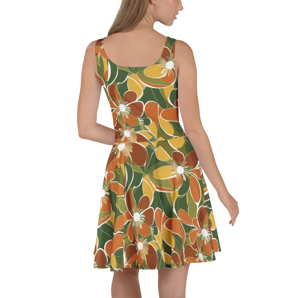 Autumn Bloom on Skater Dress — Back
