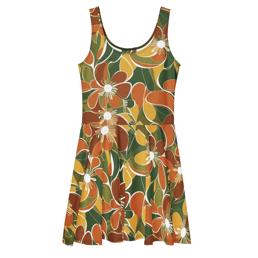 Autumn Bloom on Skater Dress — Front