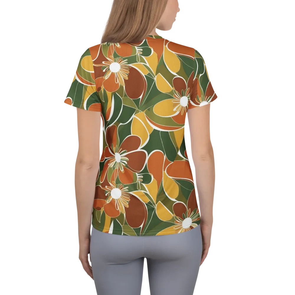 Autumn Bloom on Women's Athletic T-Shirt — Back