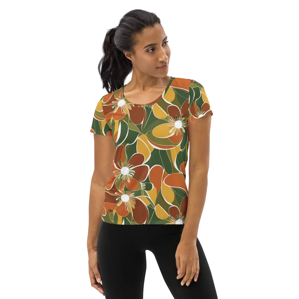 Autumn Bloom on Women's Athletic T-Shirt — Front