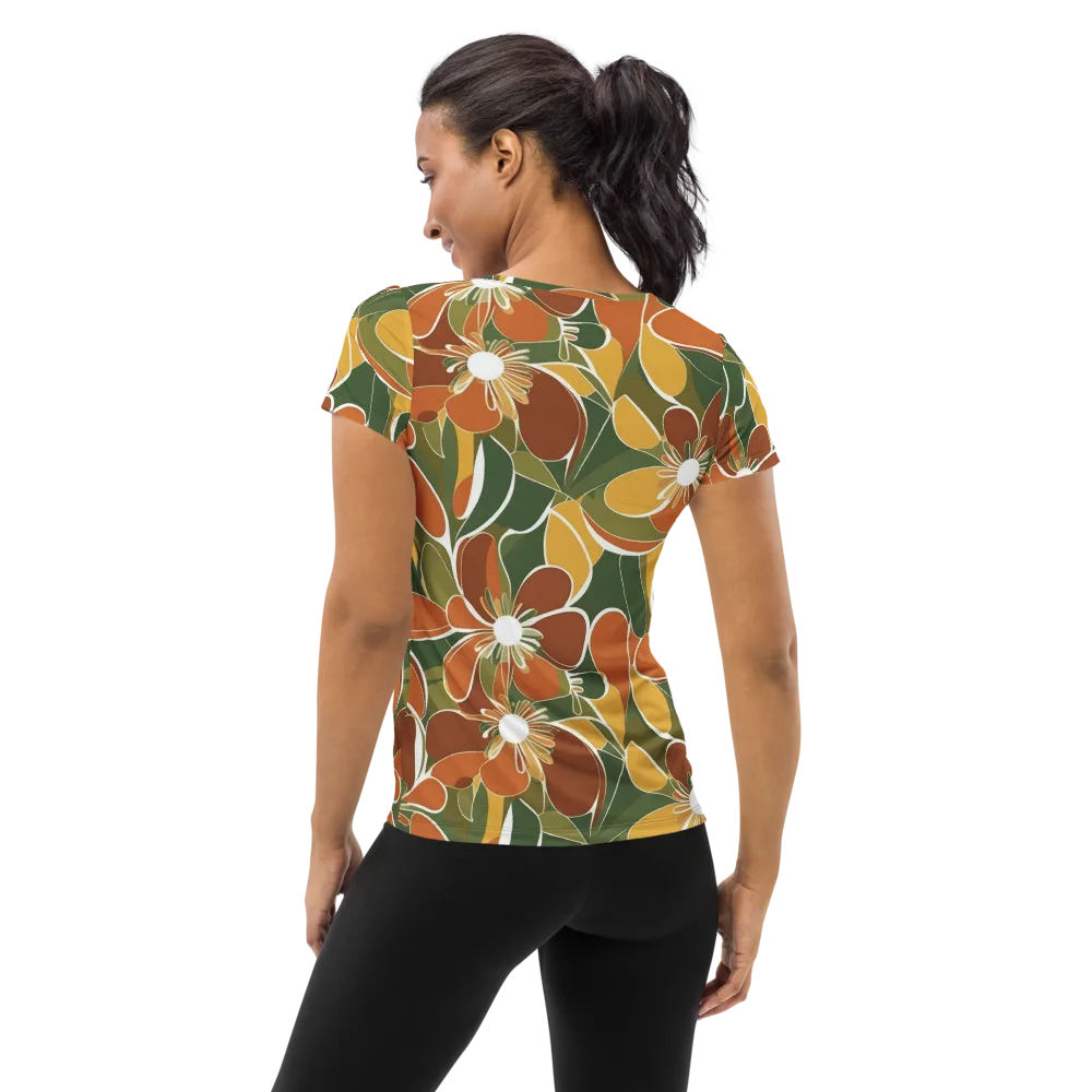 Autumn Bloom on Women's Athletic T-Shirt — Back