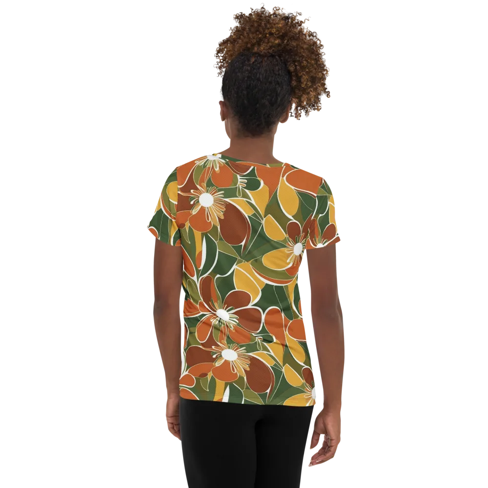 Autumn Bloom on Women's Athletic T-Shirt — Back