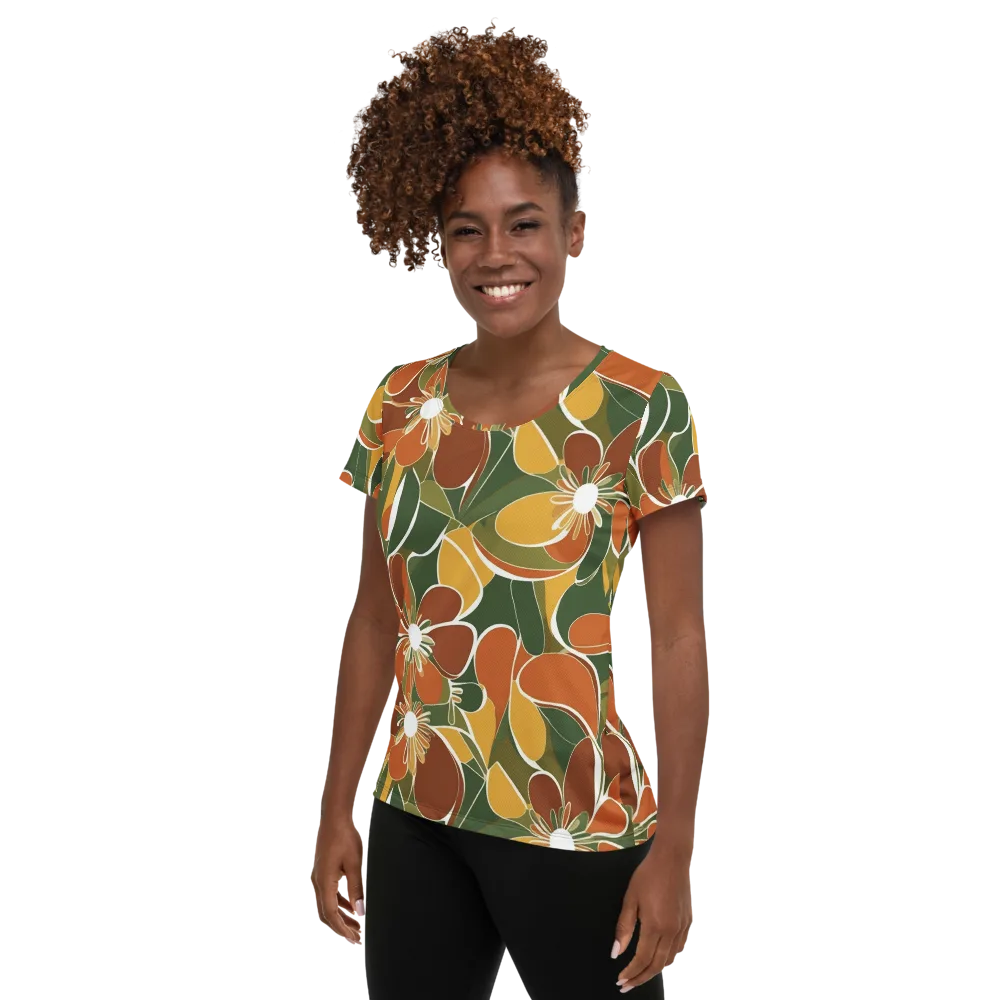 Autumn Bloom on Women's Athletic T-Shirt — Left