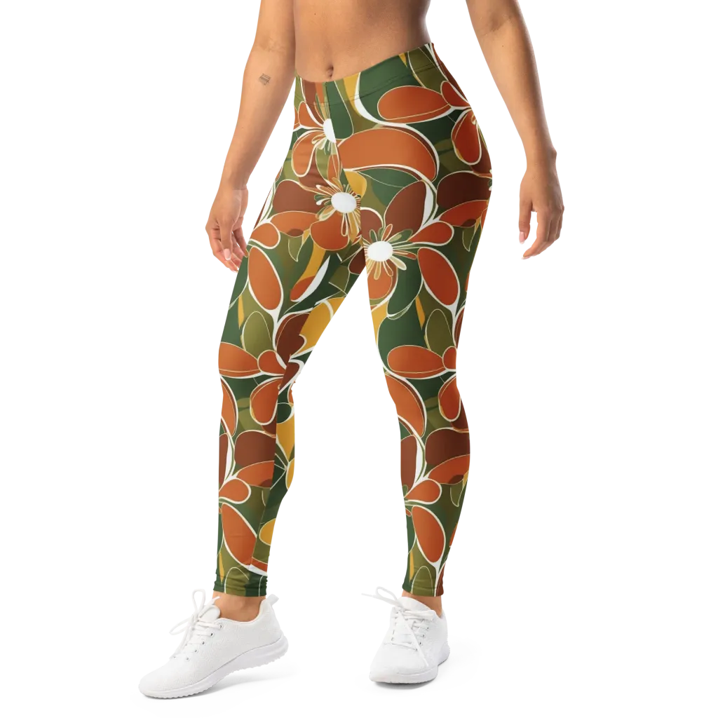 Autumn Bloom on Leggings — Left Front