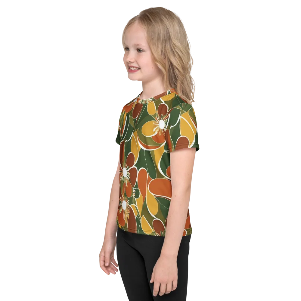 Autumn Bloom on Kids Crew Neck T-Shirt — Left