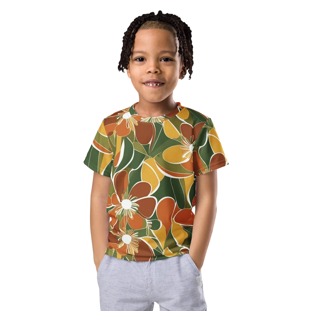 Autumn Bloom on Kids Crew Neck T-Shirt — Front