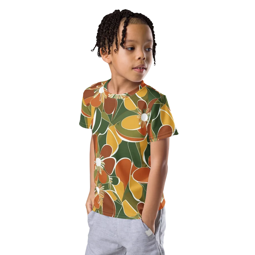 Autumn Bloom on Kids Crew Neck T-Shirt — Left Front