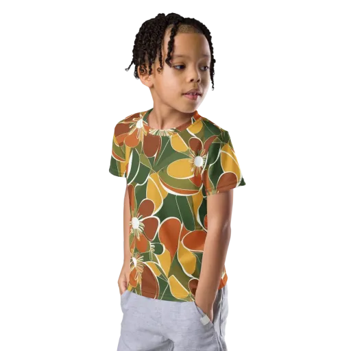Autumn Bloom on a Kids Crew Neck T-Shirt