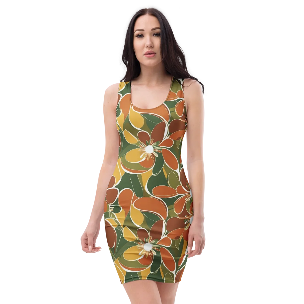 Autumn Bloom on Bodycon Dress — Front