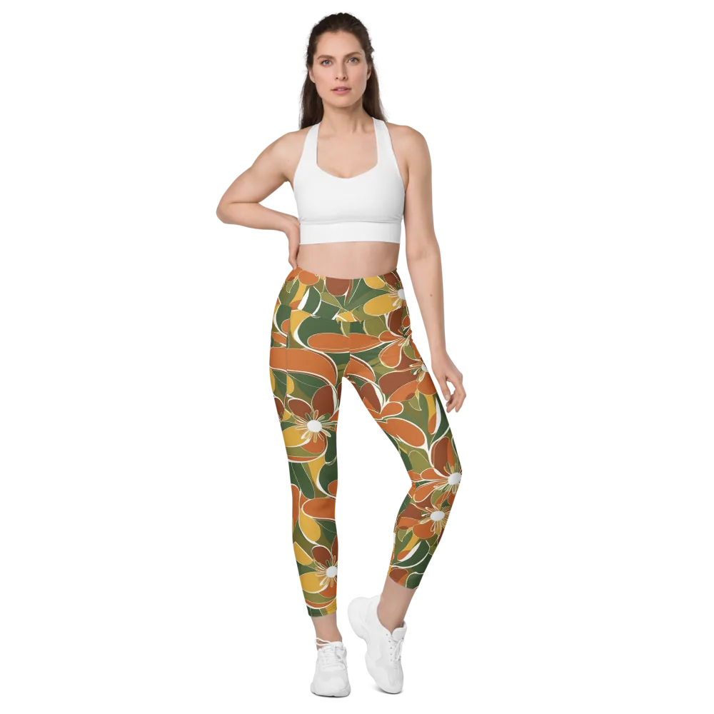 Autumn Bloom on Leggings with Pockets — Front