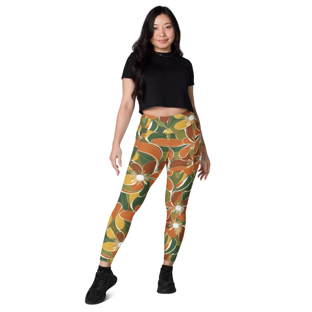 Autumn Bloom on Leggings with Pockets — Front