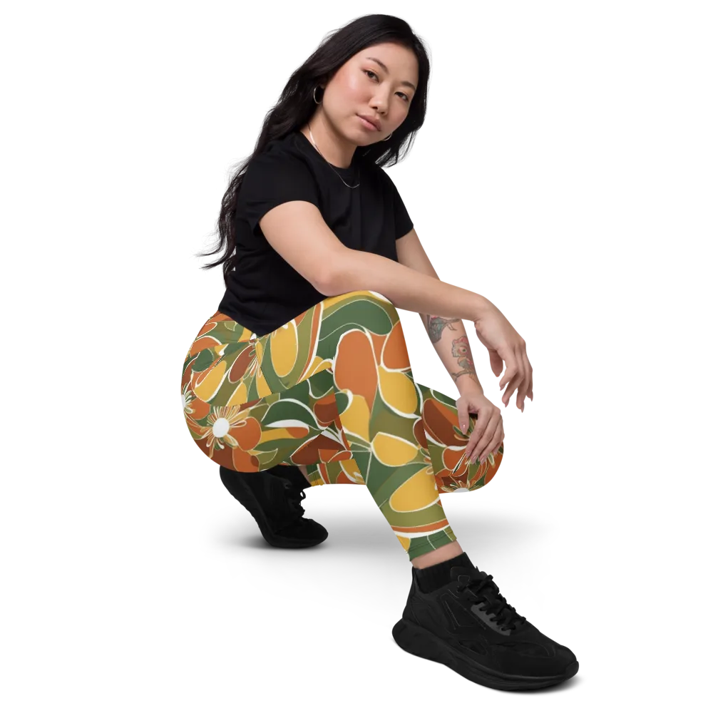 Autumn Bloom on Leggings with Pockets — Right Front