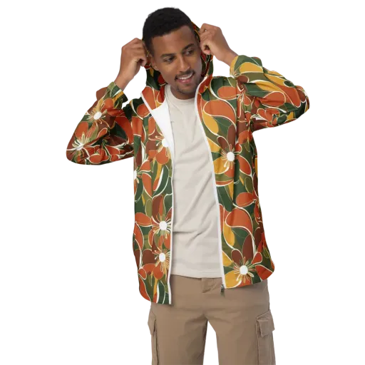 Autumn Bloom on a Men's Windbreaker