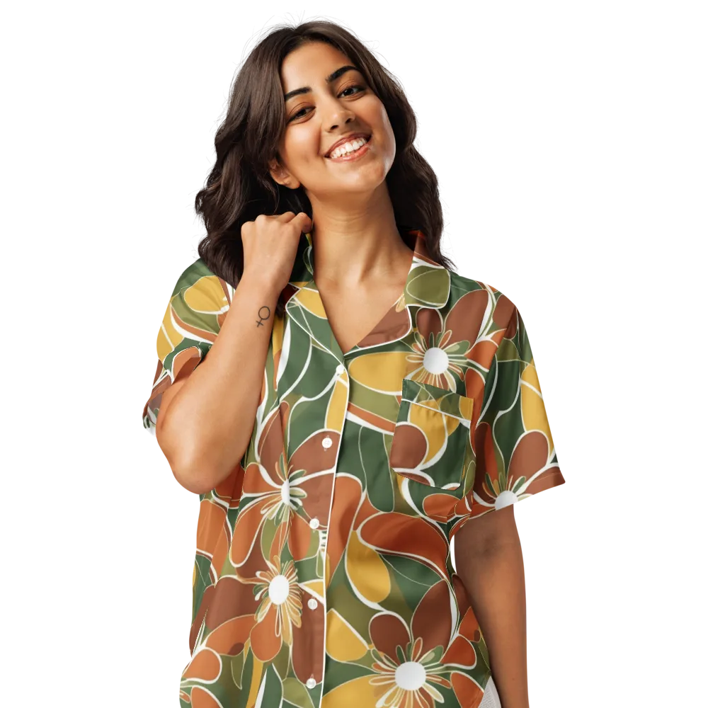 Autumn Bloom on Women's Short Sleeve Pajama Top — Front