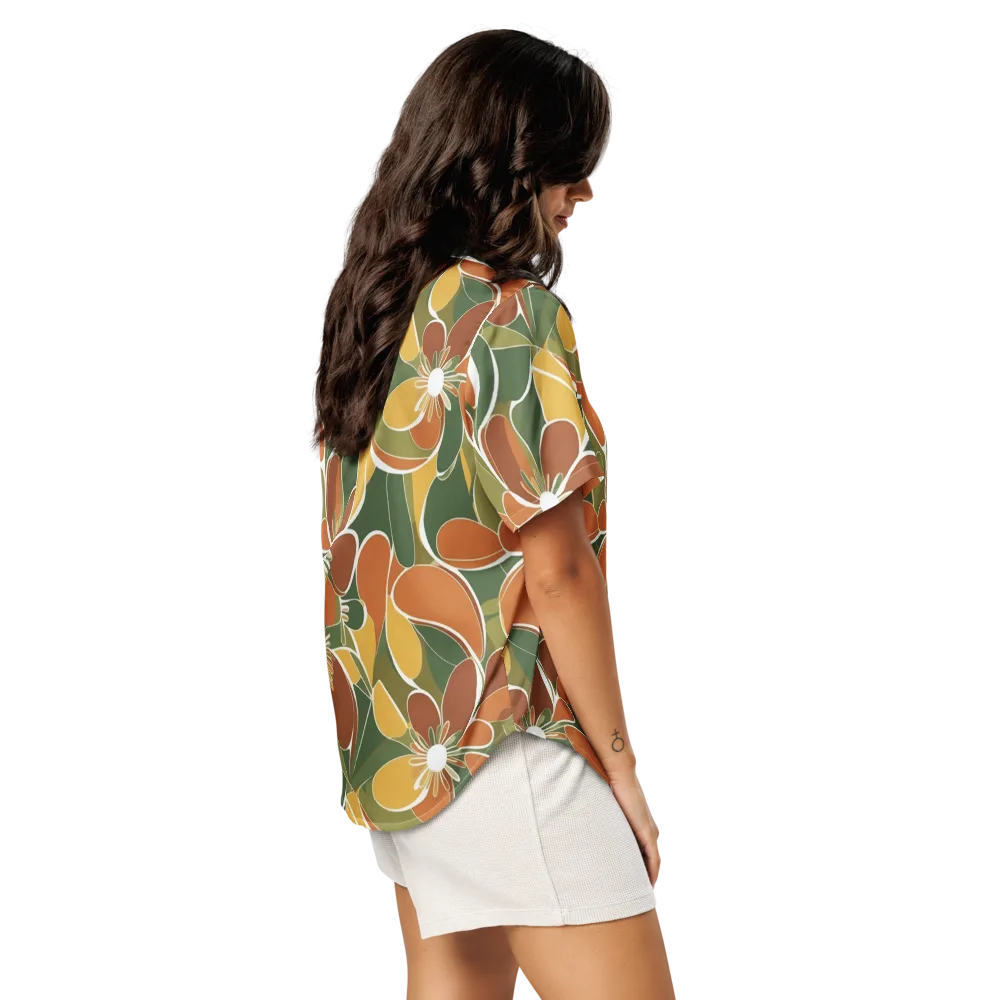 Autumn Bloom on Women's Short Sleeve Pajama Top — Right Back
