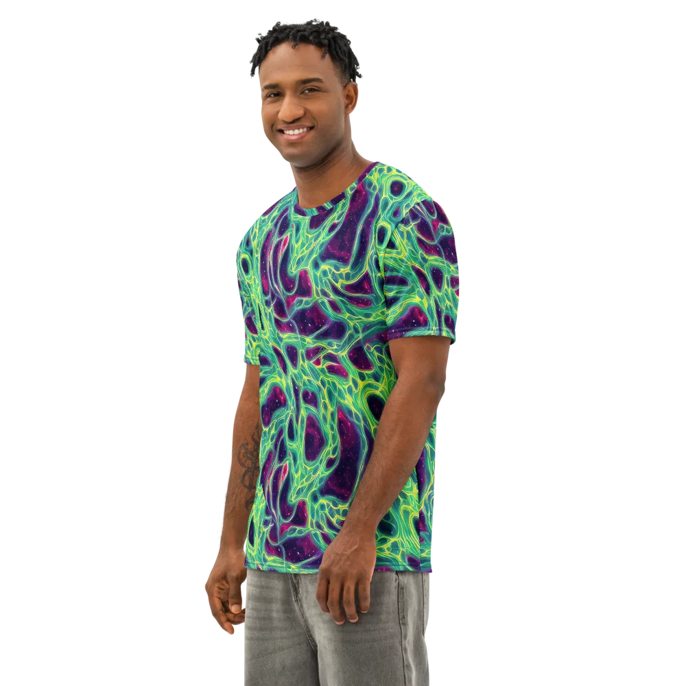 Luminous Synapse on Men's Cotton Crew Neck T-Shirt — Left Front