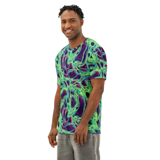 Luminous Synapse on a Men's Cotton Crew Neck T-Shirt
