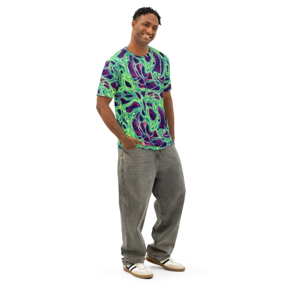 Luminous Synapse on Men's Cotton Crew Neck T-Shirt — Right Front
