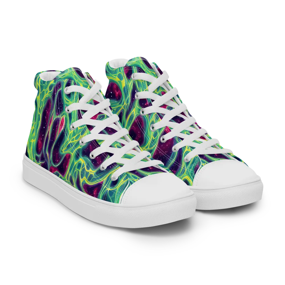 Luminous Synapse on Men's High Top Canvas Shoes — Right Front