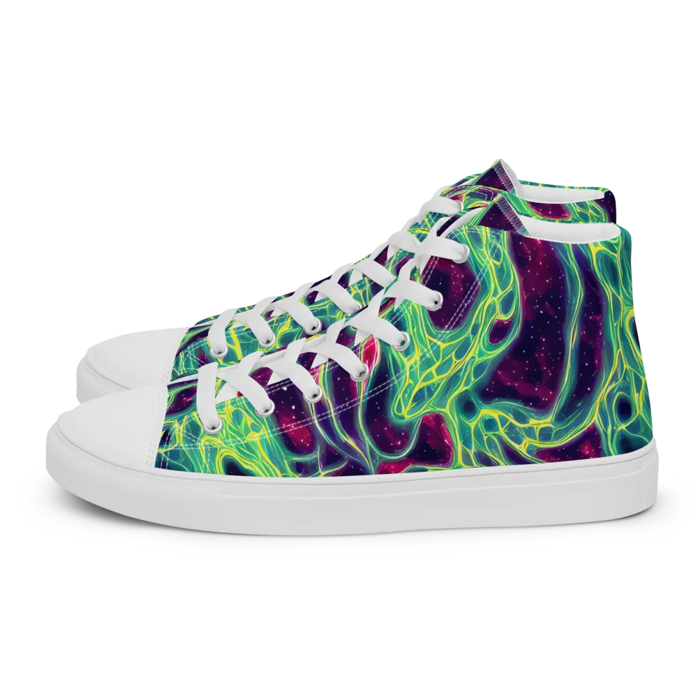 Luminous Synapse on Men's High Top Canvas Shoes — Left