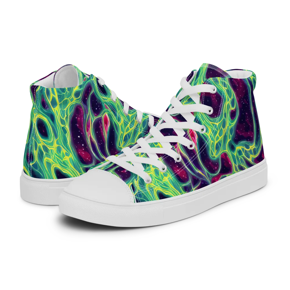 Luminous Synapse on Men's High Top Canvas Shoes — Left