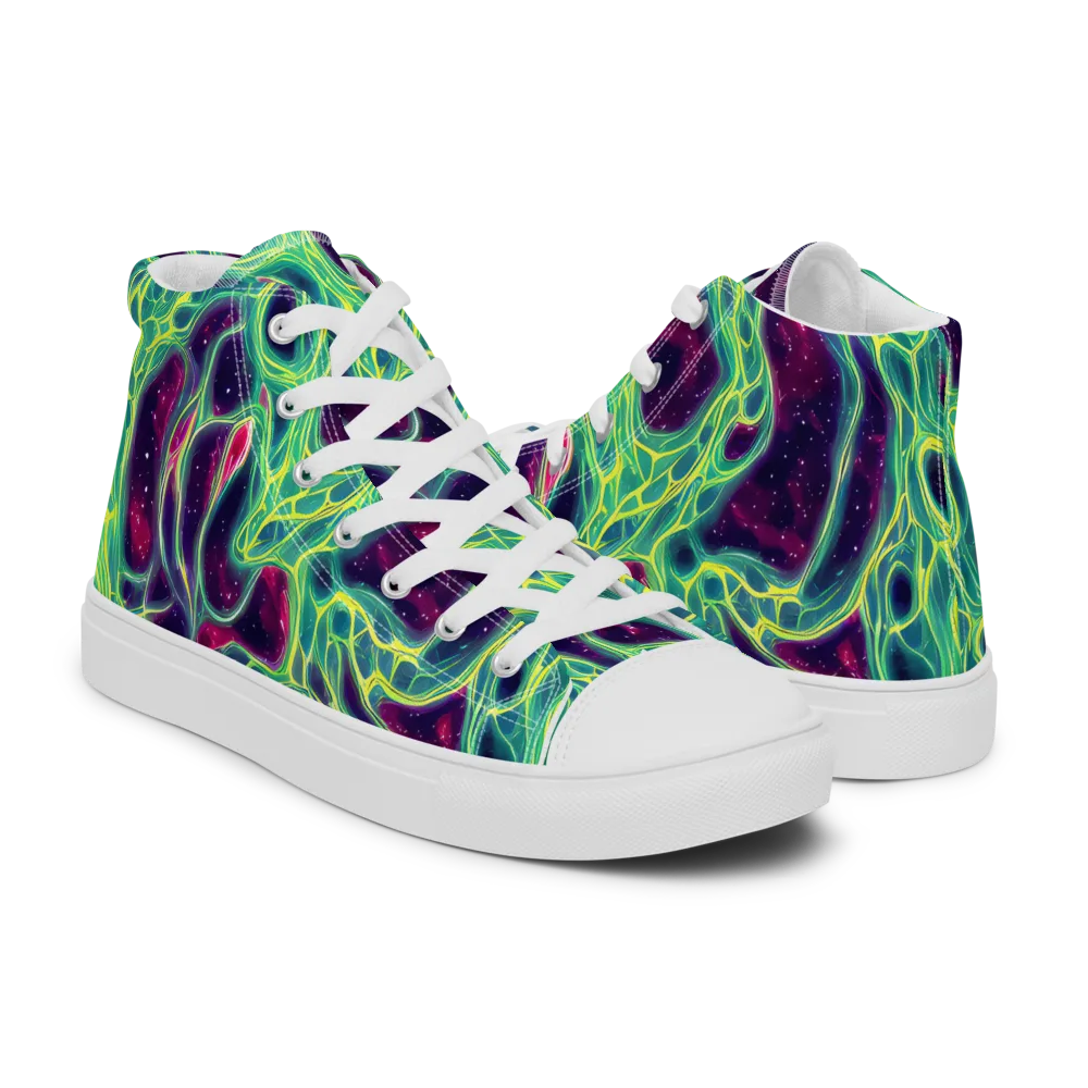 Luminous Synapse on Men's High Top Canvas Shoes — Right