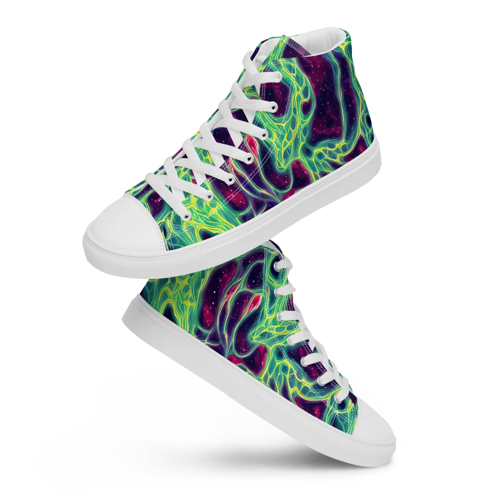 Luminous Synapse on Men's High Top Canvas Shoes — Front
