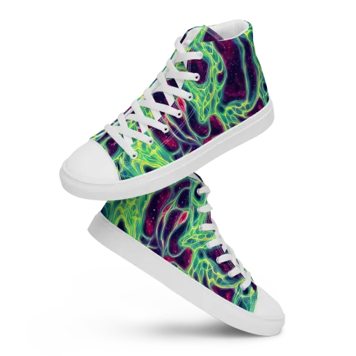 Luminous Synapse on a Men's High Top Canvas Shoes