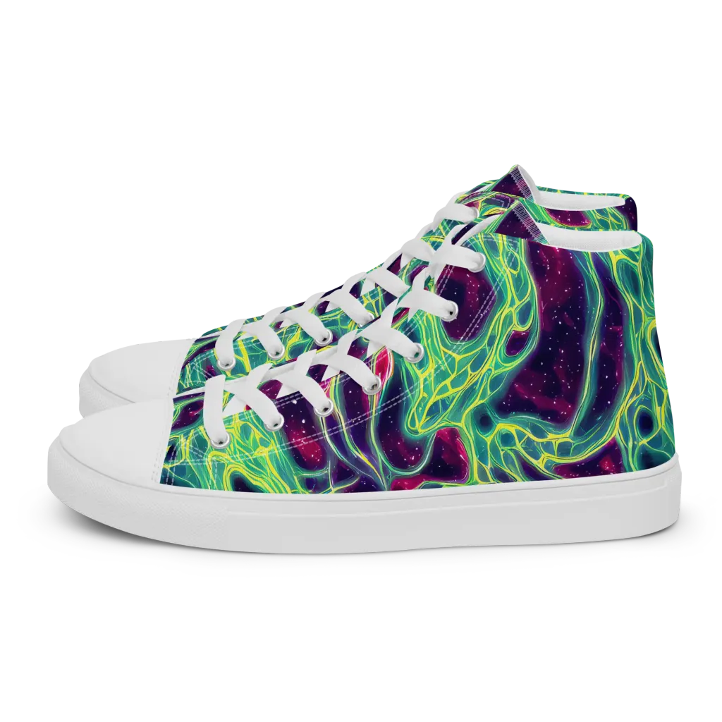 Luminous Synapse on Women's High Top Canvas Shoes — Left