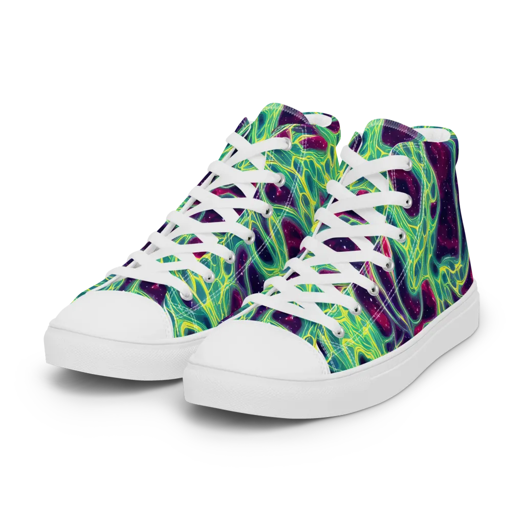 Luminous Synapse on Women's High Top Canvas Shoes — Left Front