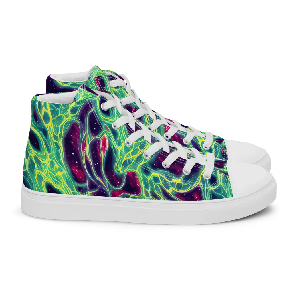 Luminous Synapse on Women's High Top Canvas Shoes — Right