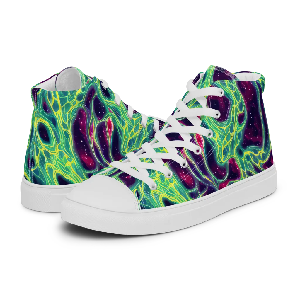 Luminous Synapse on Women's High Top Canvas Shoes — Left