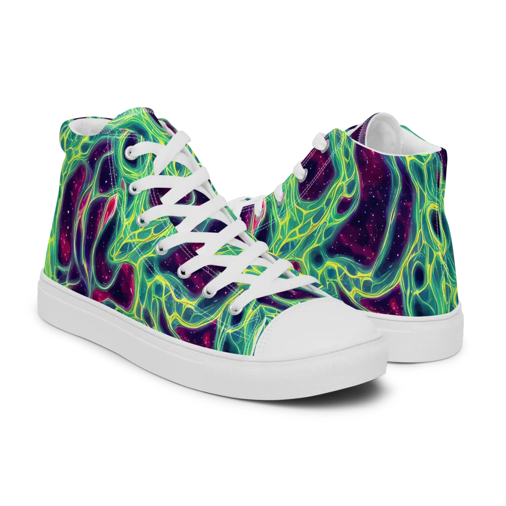 Luminous Synapse on Women's High Top Canvas Shoes — Right