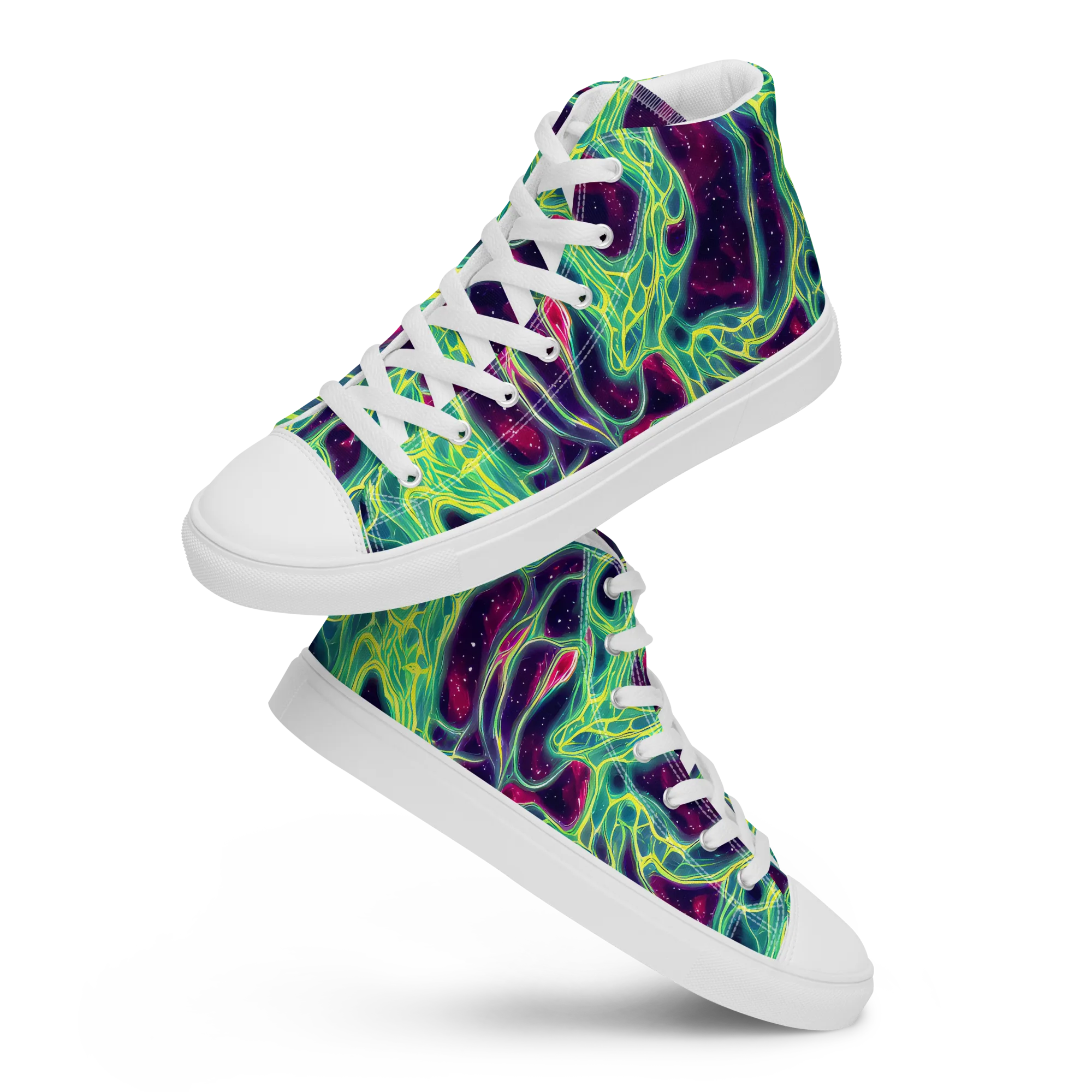 Luminous Synapse on Women's High Top Canvas Shoes — Front