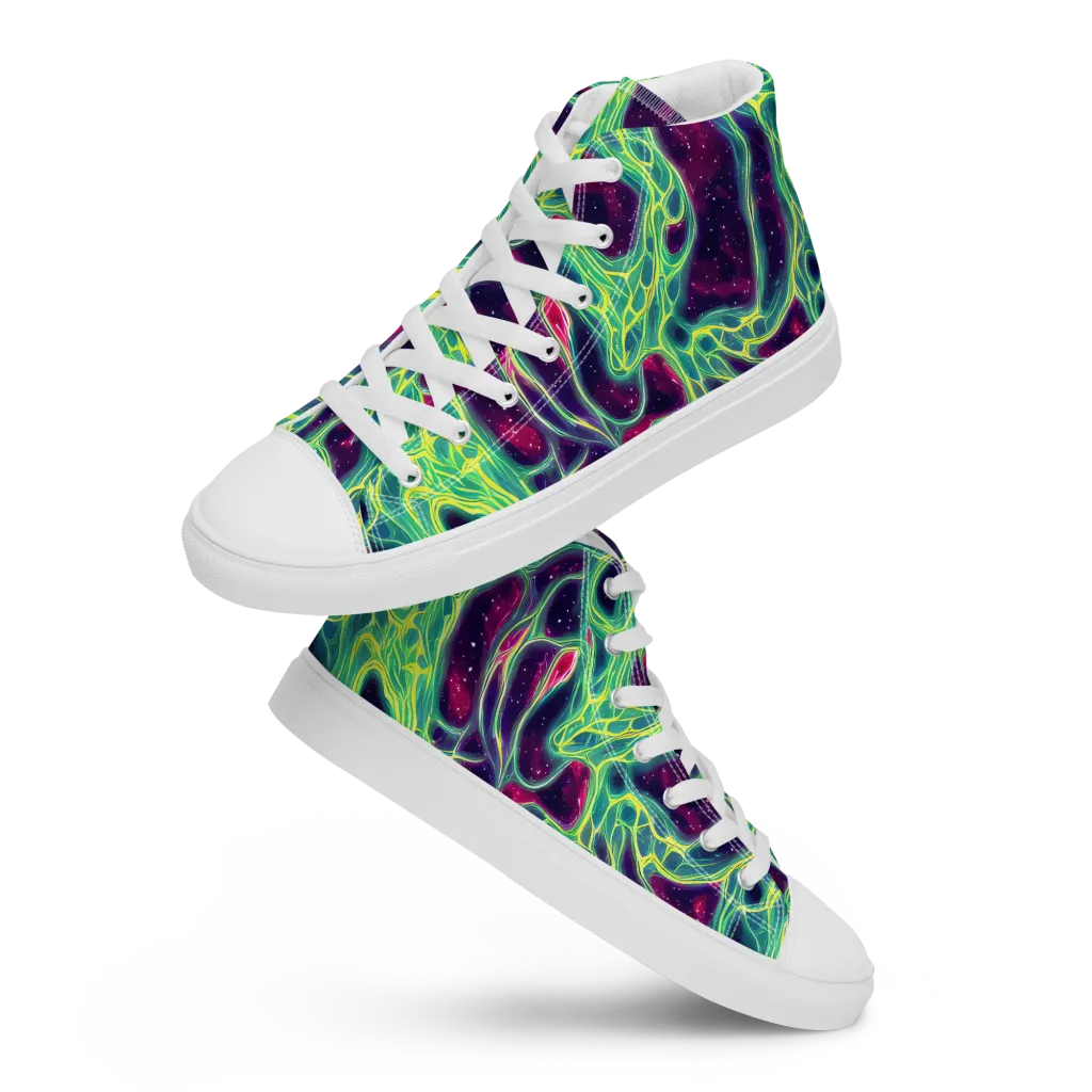 Luminous Synapse on Women's High Top Canvas Shoes — Front