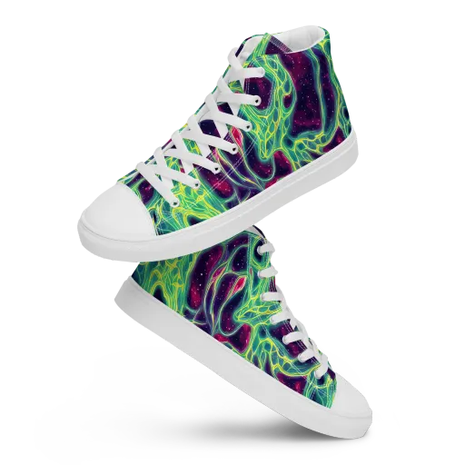 Luminous Synapse on a Women's High Top Canvas Shoes
