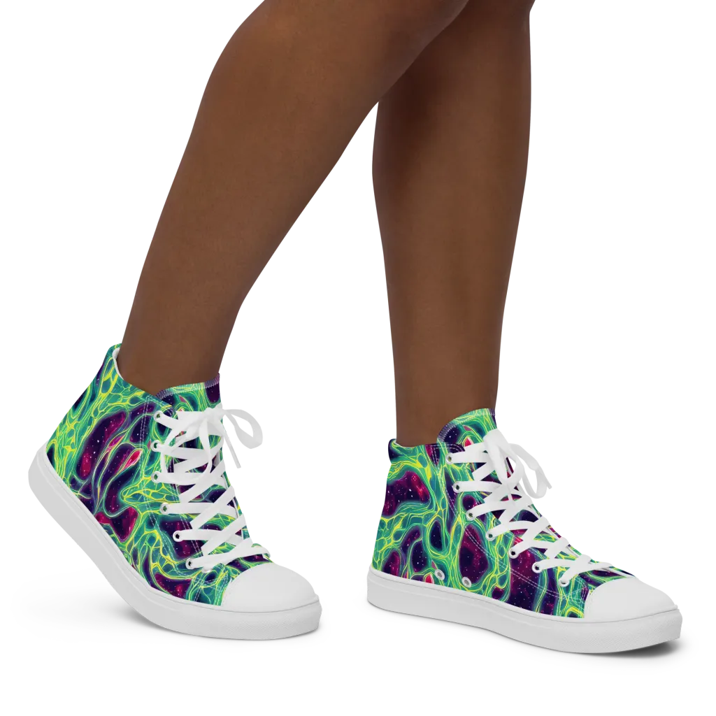 Luminous Synapse on Women's High Top Canvas Shoes — Right