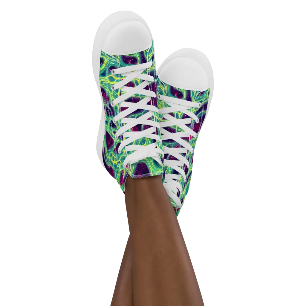 Luminous Synapse on Women's High Top Canvas Shoes — Front