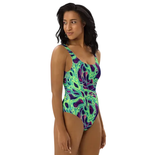 Luminous Synapse on a One-Piece Swimsuit