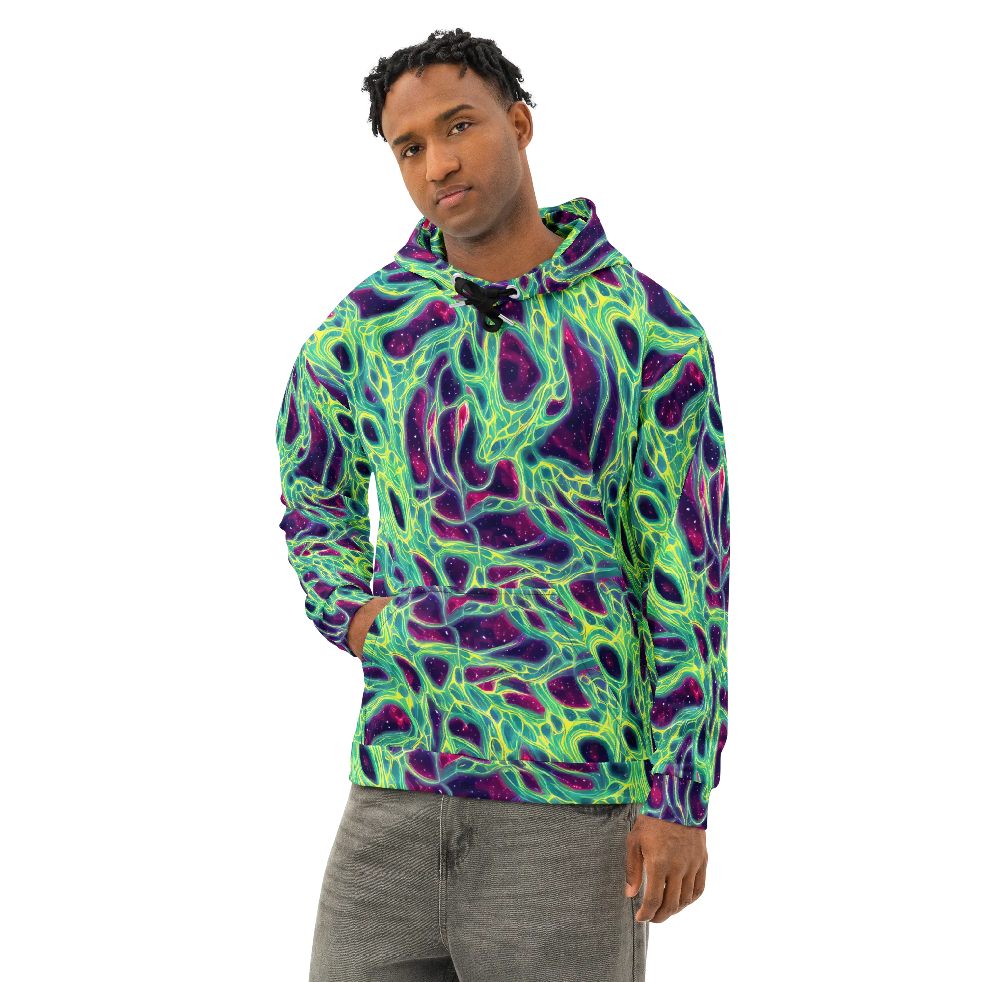 Luminous Synapse on Cotton Hoodie — Left Front