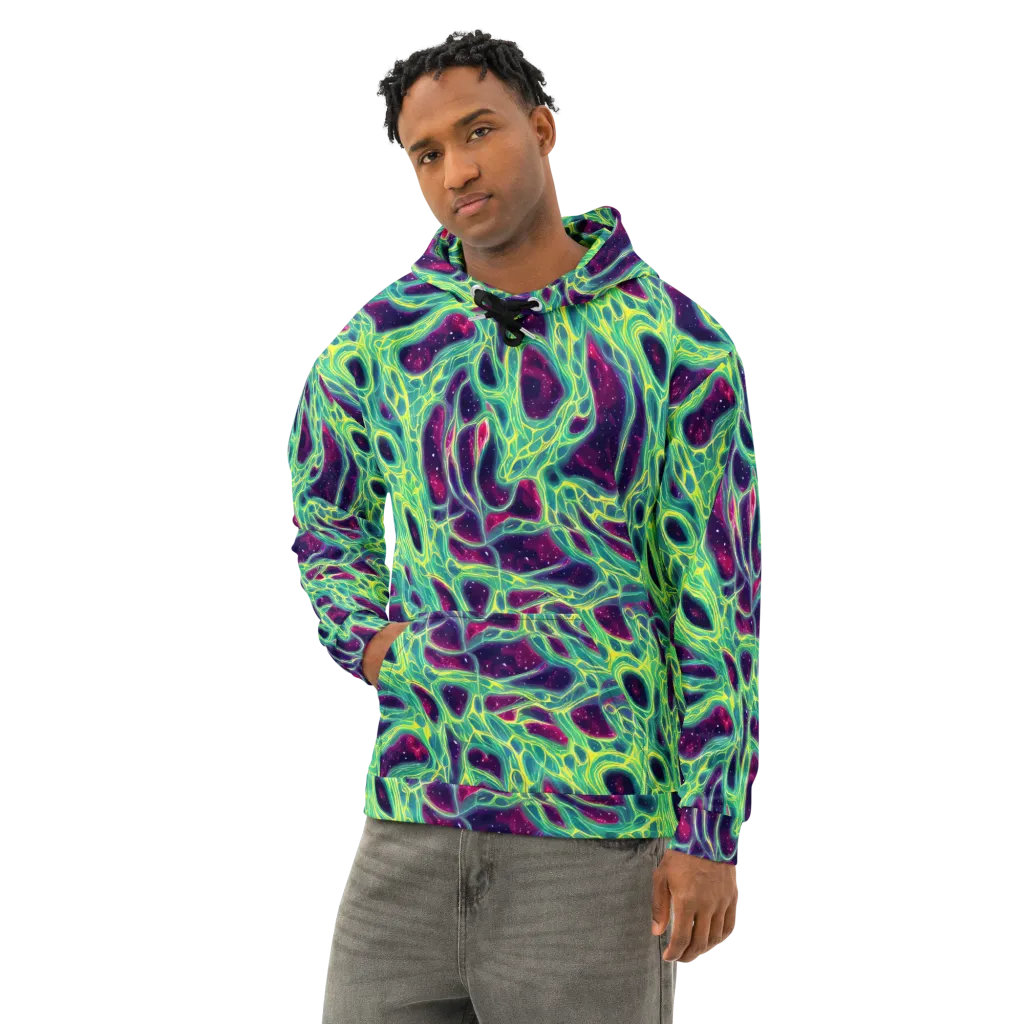 Luminous Synapse on Cotton Hoodie — Left Front