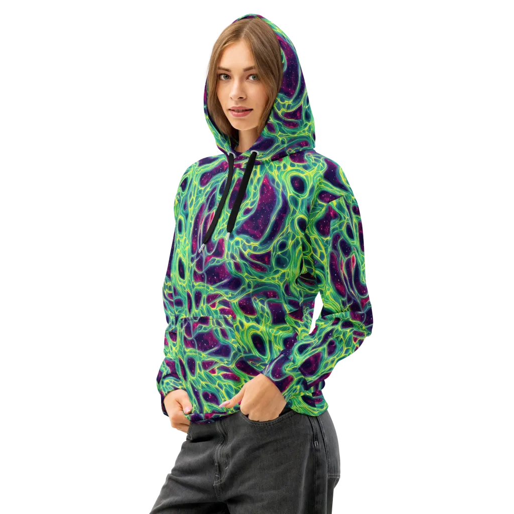 Luminous Synapse on Cotton Hoodie — Left Front