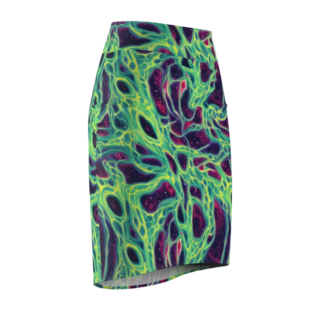 Luminous Synapse on Pencil Skirt — Front Side