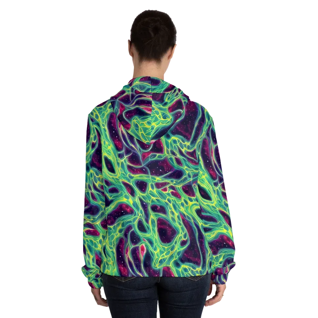 Luminous Synapse on Women's Full-Zip Hoodie — Back On Person