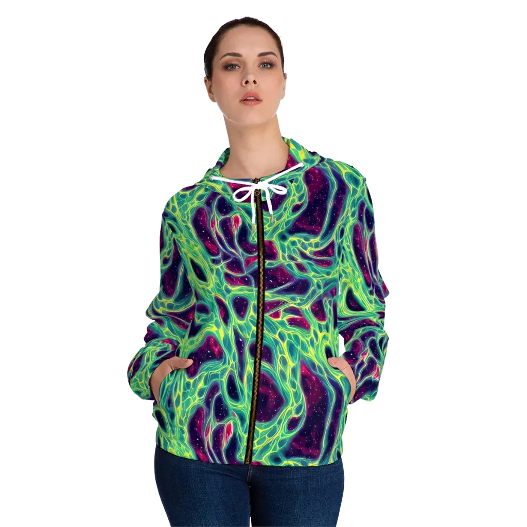 Luminous Synapse on Women's Full-Zip Hoodie — Front On Person